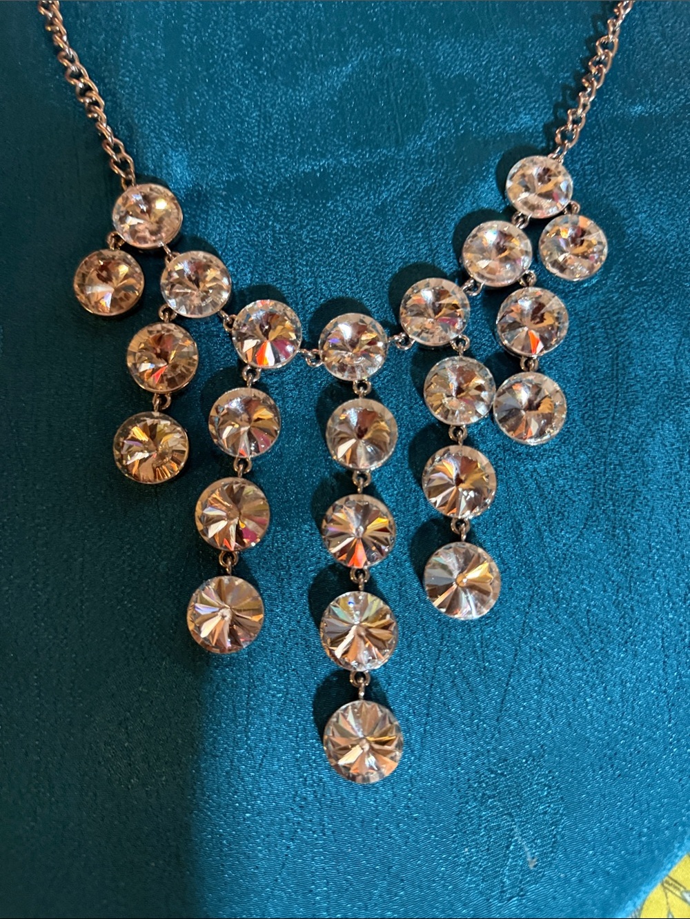 Crystal Cascade Statement Necklace - Clear Silver